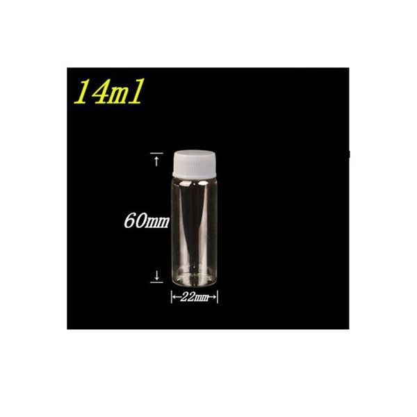 

22x60x14mm 14ml glass bottles with cap transparent clear mini empty plastic bottles jars cosmetic container bbydtz