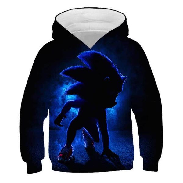 

3d sonic the hedgehog boys hoodies for girls teenagers children's sweatshirt for boy girl sweat shirt child kids hoodies clothes, Black