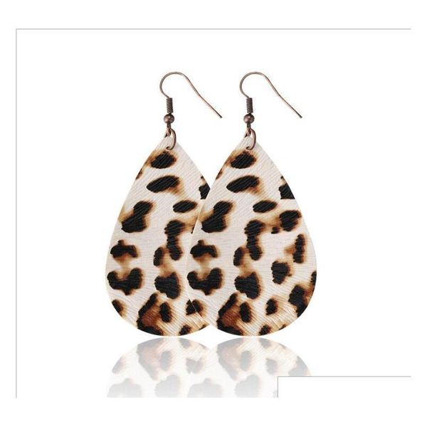 

new stylish teardrop leather pendant earring leopard water droplets charm dangle earri sqcxmh homes2007, Silver
