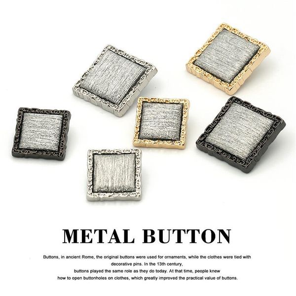 

gold square metal buttons for clothing silver shiny silk decorative button on clothes needlework sew women dress 25mm 3 bbyydo, Blike;white