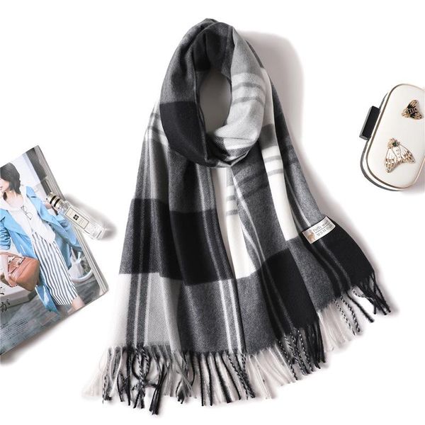 

2020 новый дизайнерский бренд женский шарф толстые зимние кашемировые шарфы для дамских платок и обертки пашмина шеи wam bandana echarpe sqc, Blue;gray