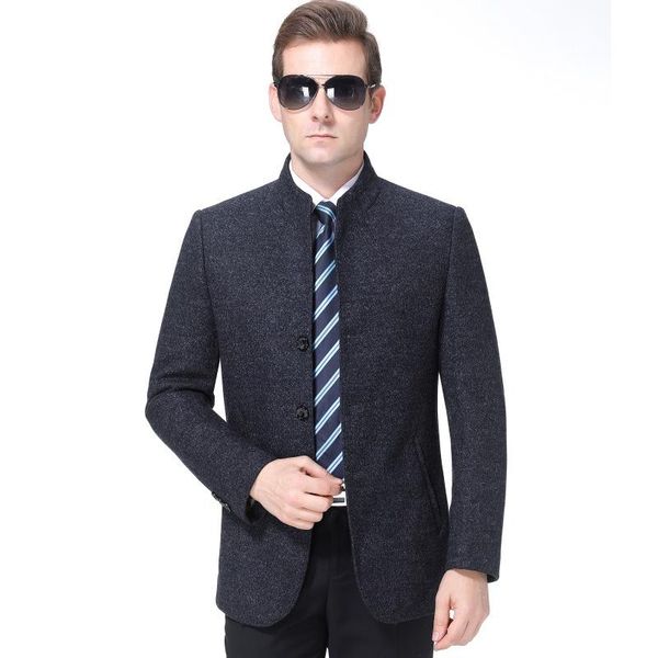 

марк jinba мужская тяжелая куртка осень и зима среднего возраста и пожилых людей шерстяные пальто parka шерсти вскользь отца, Black