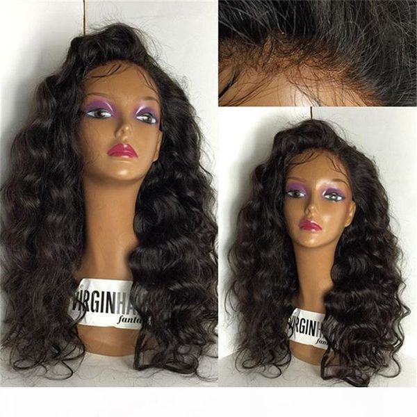 

brazilian peruvian malaysian indian body wave hair silk base full lace human hair wigs with baby hair body wave lace front wigs, Black;brown