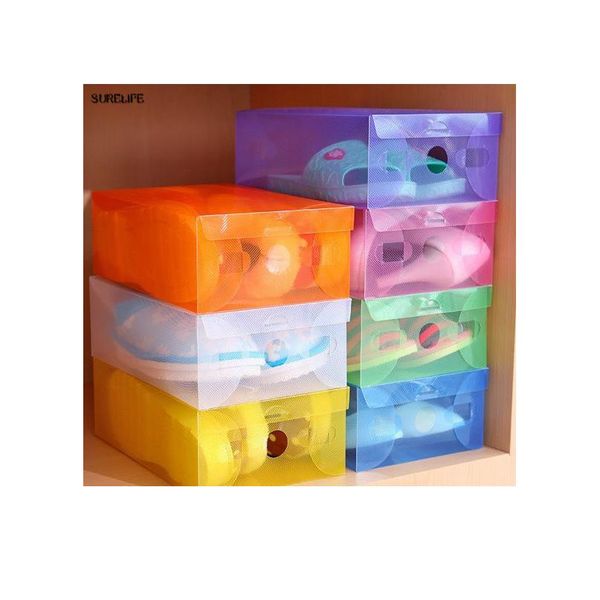 

5pcs children/women/men folding plastic storage box box color shoes bag folding shoe rack convenient o sqctxi