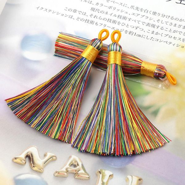 

8cm long colorful 5pcs satin silk tassel brush for earring charm pendant cottontassels diy jewelry making findings h jlllas