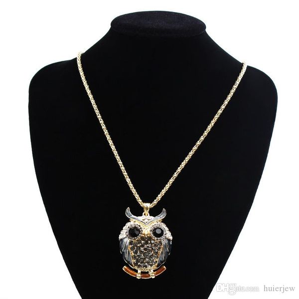 

necklaces pendant brand charms vintage crystal cubic zircon diamond fine jewelry owl pendant necklaces, Silver