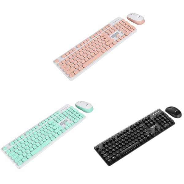 

retro проводная игровая клавиатура и беспроводная мышь kit круглый keycap стимпанк клавиатура мультимедиа кнопка для портативных пк