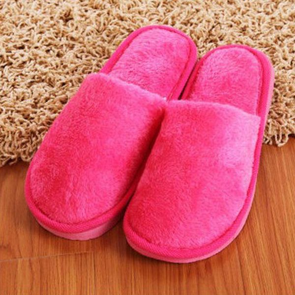 

slippers plush winter home men indoor bedroom loves couple shoes soft warm pink pure color, Black