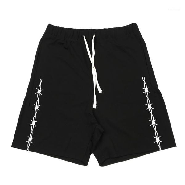 

embroidery black track shorts 2020ss hip hop elastic waist sweat short men streetwear1, White;black