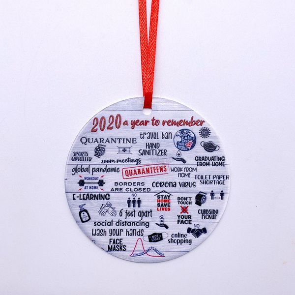 

2020 quarantine christmas ornament 2020 a year to remember personalized pendant window hanging decoration party gift, Silver