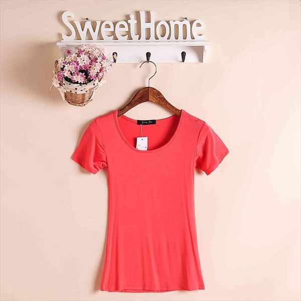 

candy colors new summer 2020 women casual basic shirt modal t shirts cotton womens short sleeve tees o neck, White