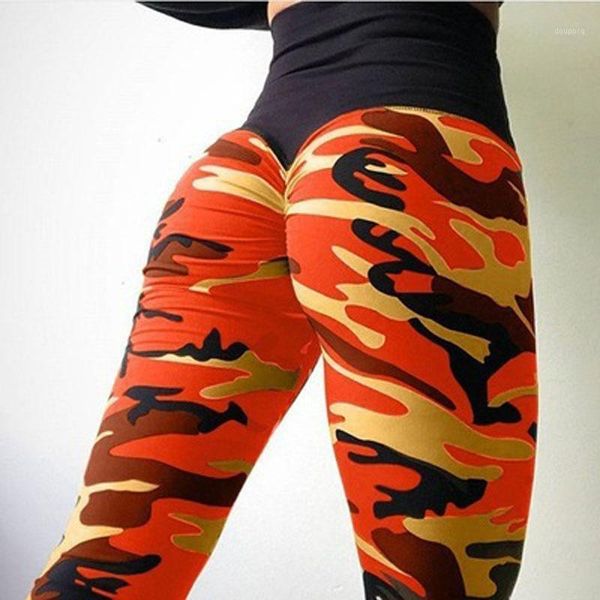 

running pants camouflage printed yoga hips high waist fitness sports leggings women1, Black;blue