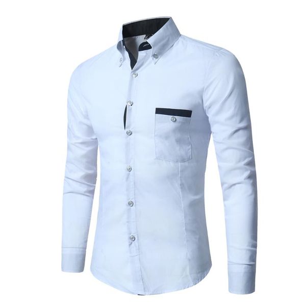 

men's casual shirts 2021 dress shirt listing brand business long-sleeved pocket white slim -xxl yaofen, White;black