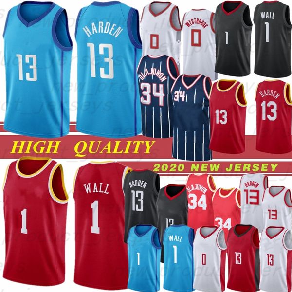 

13 harden russell 0 westbrook john 1 wall hakeem 34 olajuwon ncaa basketball jersey 13 harden 0 westbrook 1 wall jerseys, Black;red
