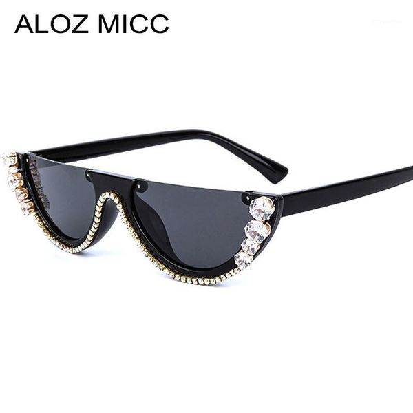 

luxury rhinestone sunglasses women fashion half frame cat eye women sunglasses diamond female eyeglasses q7481, White;black