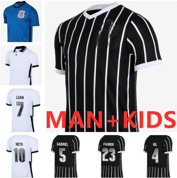 

corinthians soccer jerseys 2020 2021 corinthian camisetas goalkeeper gil ronaldo luan fagner pedrinho 20 21 neto men kids kit football shirt, Black;yellow