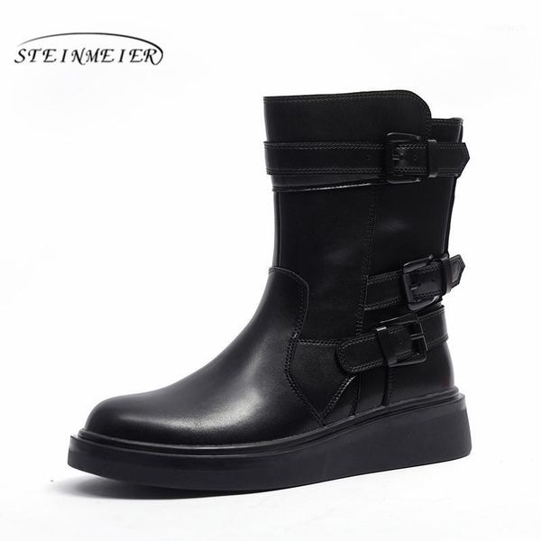 

winter boots women leather ankle boots comfortable quality soft shoes brand designer handmade 2020 black motorcycle1