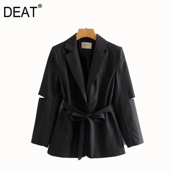 

women's suits & blazers [deat] 2021 spring autumn fashion tide v-neck single-breasted solid color long sleeve personality blazer 13w828, White;black