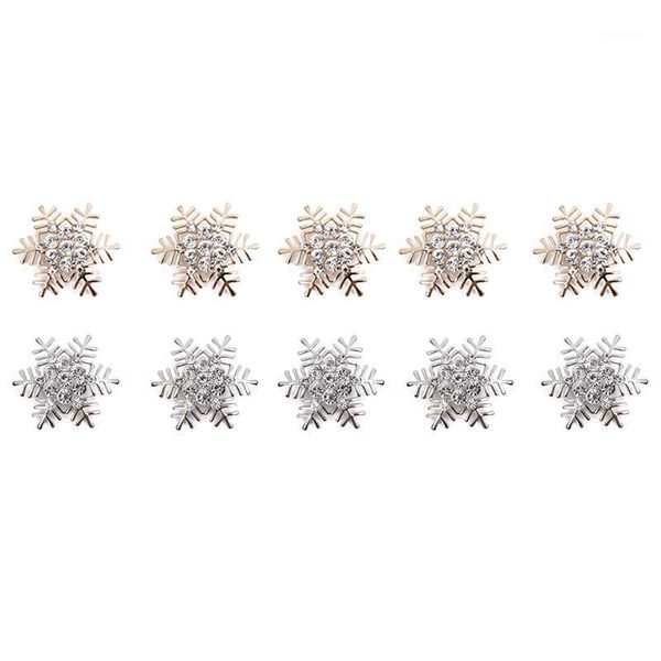 

10pcs christmas napkin rings alloy rhinestone napkin buckle holder snowflake circle l restaurant wedding party table1