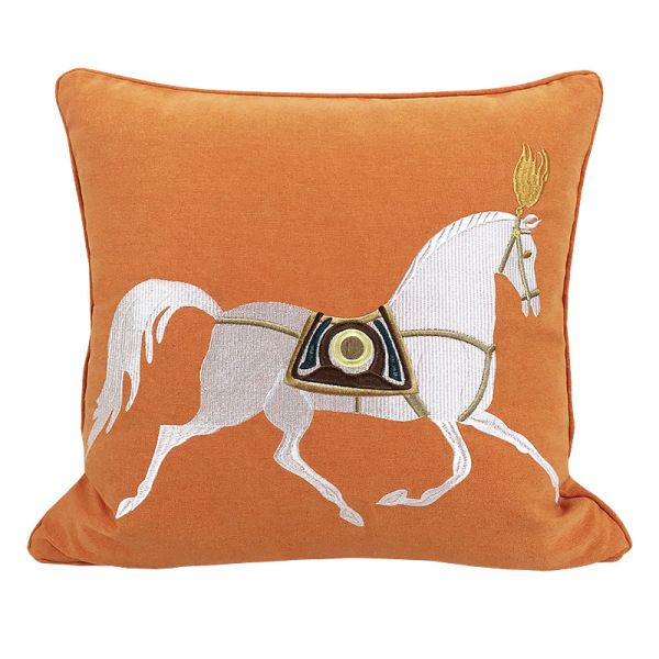 

simple and modern sofa of new chinese style holds pillow hong kong type light luxury embroidered horse orange cushion for leaning on pack