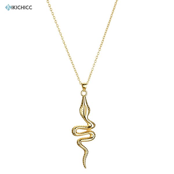 

kikichicc 925 sterling silver gold big snake pendant long chain luxury special 2020 women animal party rock punk jewelry q0531