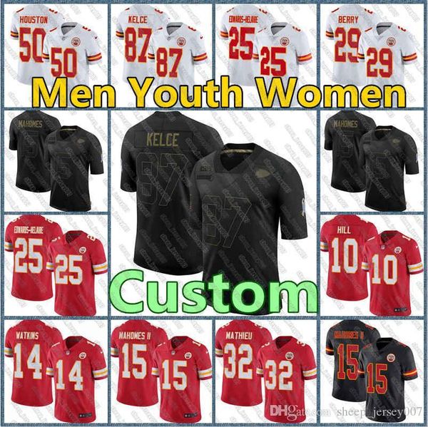 

15 патрик махомы канзас город главный джерси 87 travis kelce 32 mathieu 10 tyreek hill williams edwards-haliese мужчины женщины молодежь, Black;red