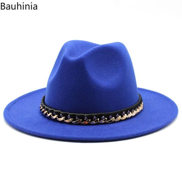 

wide brim hats high-quality casual fashion men women wool felt fedora panama hat buckle jazz trilby cap party formal 2021, Blue;gray