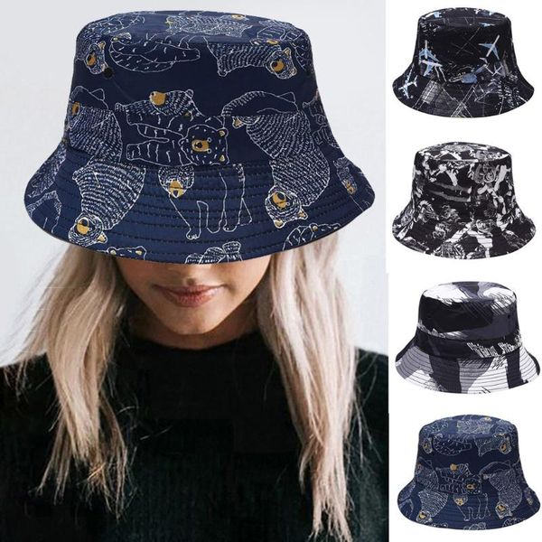 

selling two sides men women foldable animal print fisherman hat sun hat bucket cap new casual caps sombrero, Blue;gray