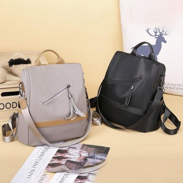 

new arrival women backpacks anti-theft girls oxford bagpack waterproof backpack tassel large capacity mochila mujer