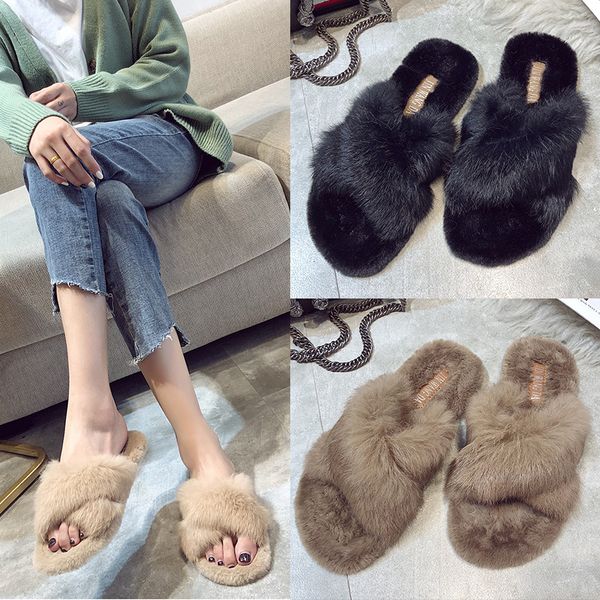 

outside society women slippers maomao fashion 2020 summer fairy crossed flat cute wearing a word procrastinates sandals x1020, Black