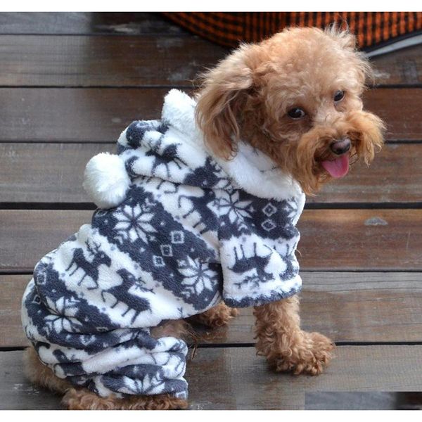 

small pet dog winter warm fleece leopard print dog coat chrismas snowflake dog clothes hoodie jumpsuit soft cozy clothes yorkie w76qu