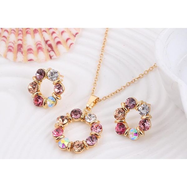 

circle jewelry set europe and the united states wind colorful crystal jewelry ladies earring necklace set whole sqczpf homes2007, Silver