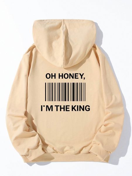 

men 1pc slogan graphic drawstring hoodie p7wj#, Black
