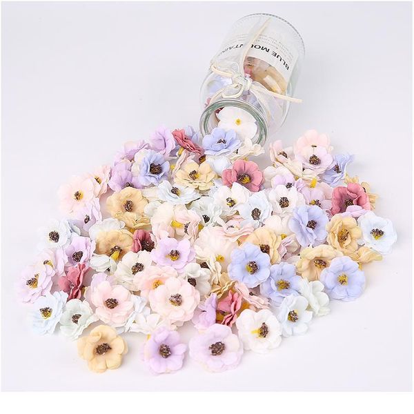 

50pcs 3cm multicolor daisy flower heads mini silk artificial flowers for christmas wreath scrapbooking home wedding de jllffq