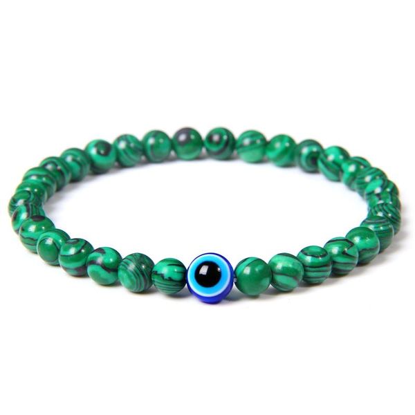 

fashion beaded bracelet evil eye charm bracelet natural stone malachite turquoises beads for women men yoga jewelry, Black
