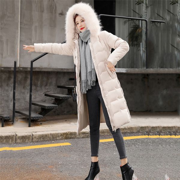 

2021 new black female winter jacket m-4xl plus size skin with hood parkas new korean autumn released thick down cotton woman's coat x8k