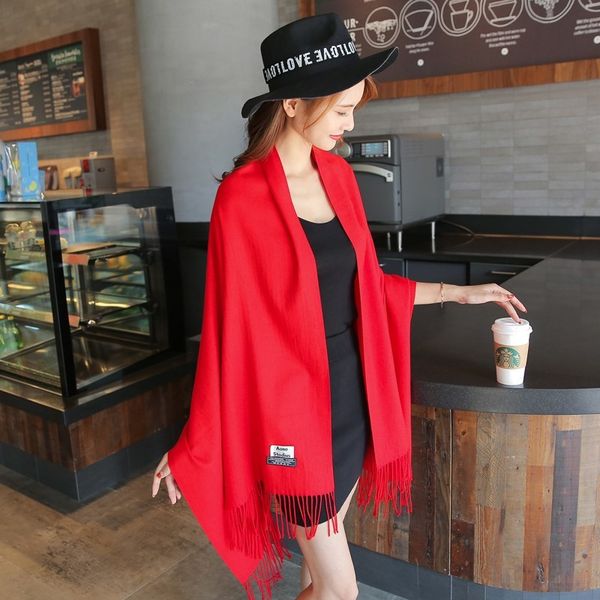 

wool thickened warm, autumn and winter women's long korean versatile neck shawl ao scarf, Blue;gray