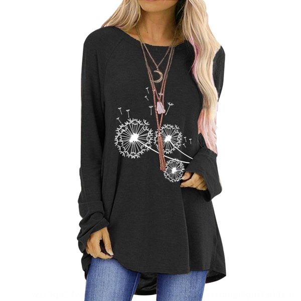 

autumn new 3 dandelion print loose crew neck long sleeve women autumn new 3 dandelion print loose crew neck long sleeve t-shirt t-shirt wome, White