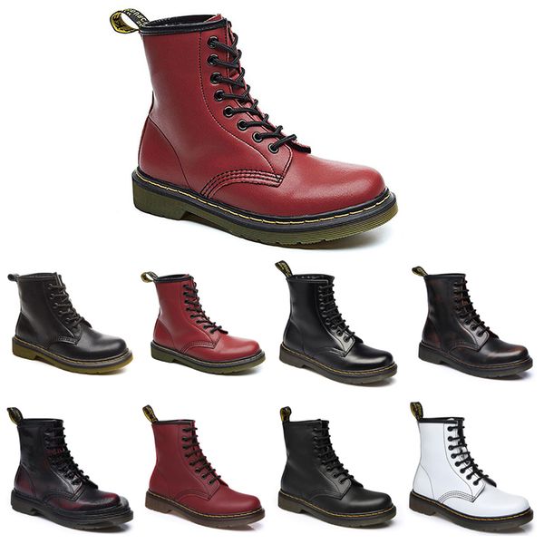 

fashion 2020 non-brand designer ankle boots men women wineter martin boots wipe wine red black motorcycle boots 35-44 item 17 wholesale, White;red