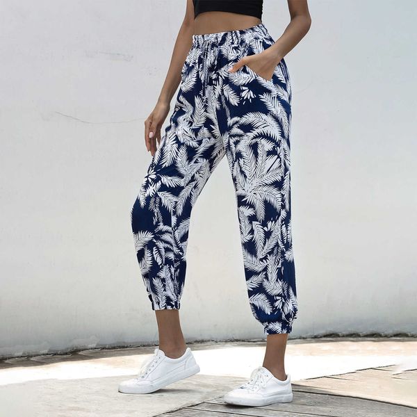 

2021 new leg capris printed casual pants children's summer, Black