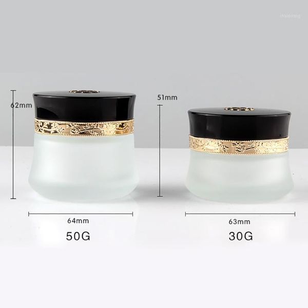 

30g empty clear frosted glass jar with black cover,hair cream container1