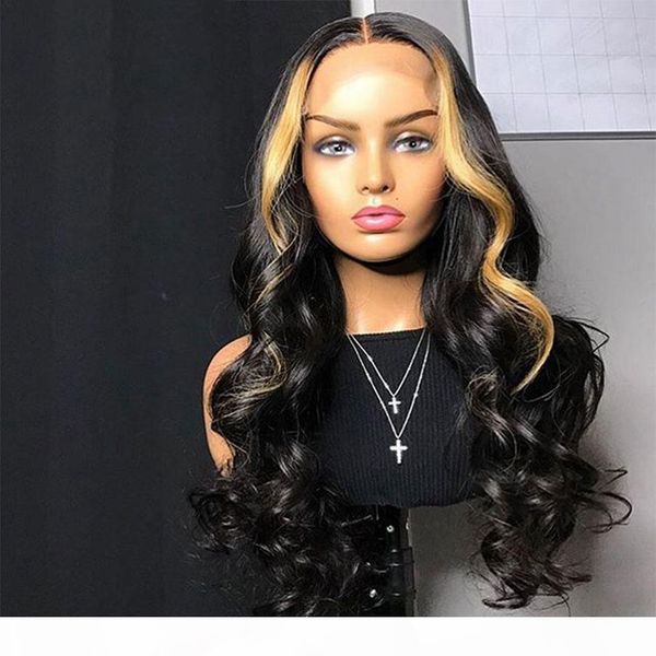 

propeded два tone ombre highlight кружевные фронтальные парики 100% малайзийская девственница человеческие волосы волнистые полный кружевной, Black;brown