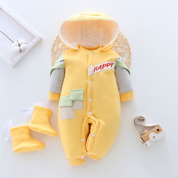 

romper autumn winter hooded girls jumpsuit for newborn boys overalls infant baby clothes 0-3 month 201028, Blue