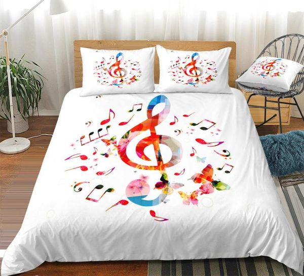 

музыка пододеяльник набор красочных музыкальных нот bed set скрипичный ключ одеяло обложка  бабочка постельных белый дети 3шт dropship