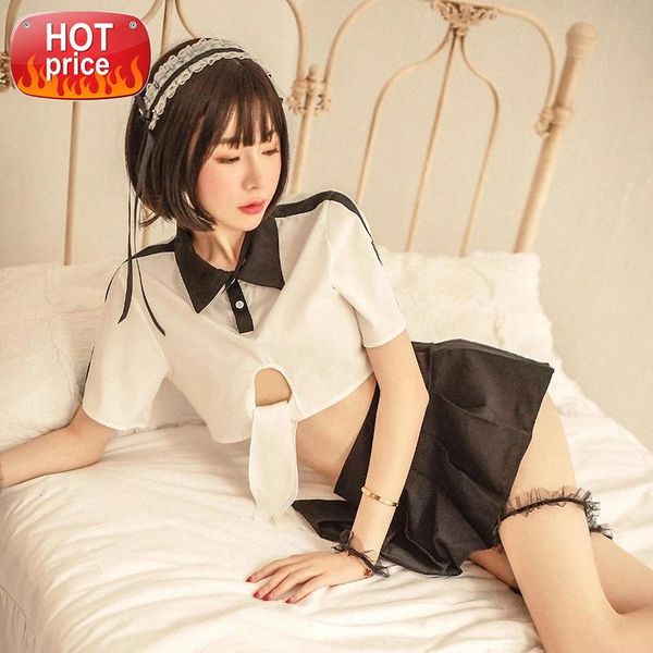 

japanese cute girl kawaii lingerie student uniform anime cosplay schoolgirl miniskirt play roleplay cow outfit new #pm49, Black;white