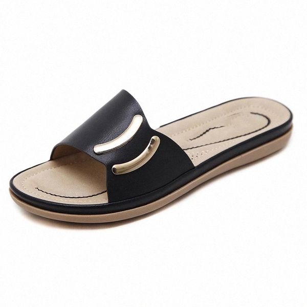 

2020 women flat sandals summer seaside comfortable beach sandals fashion open toe beautiful rome slippers plus size #yv9v, Black