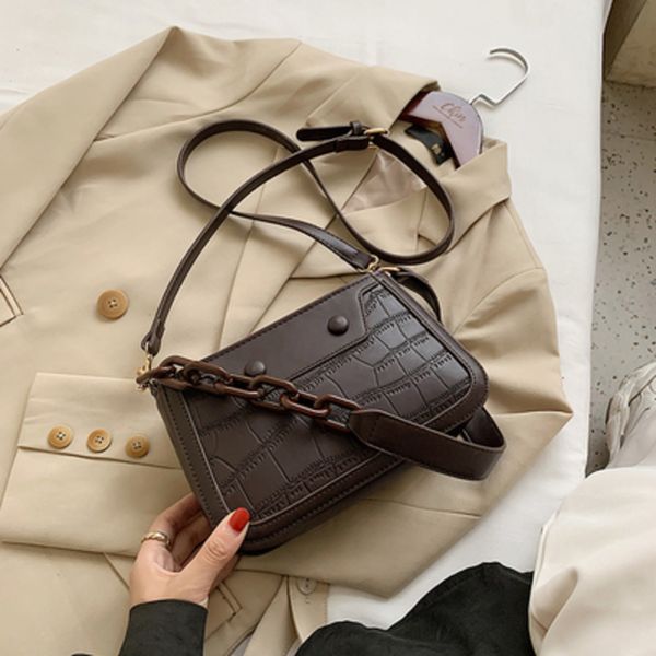 

vintage stone pattern solid color chain soft pu leather shoulder handbag women new handbags and purse designer bag c1223