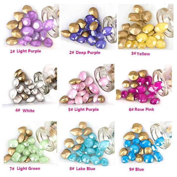 

nail art decorations 100pcs k9 mix crystal strass rhinestones triangle rectangle water drop 3d charms, Silver;gold