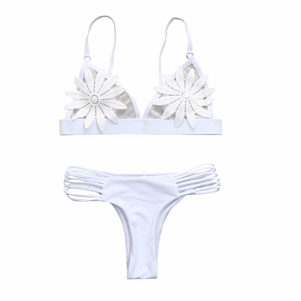 

flower print low waist backless set 2020 new bikini swimsuit fashion hollow beachwear traje de bano#yl5, Black;white