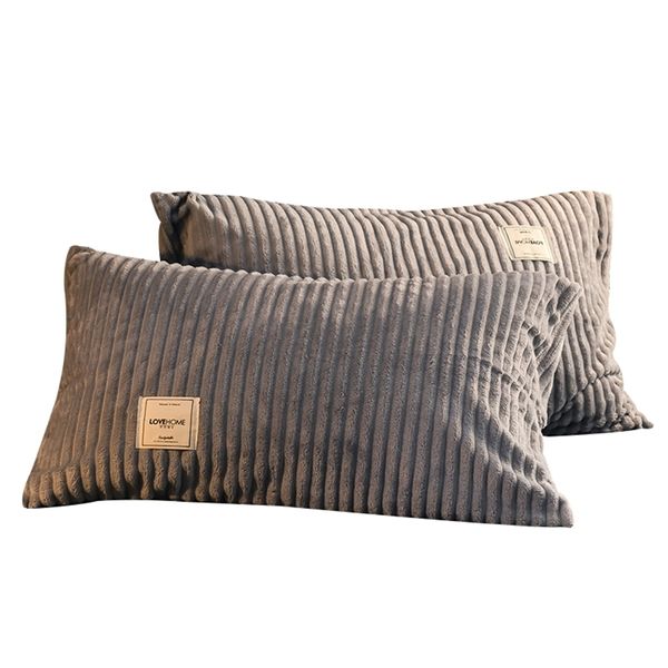 Capas de travesseiro quentes suaves engrossar cobertura de travesseiro de lã de coral 2 pcs 48 * 74cm Unstuffed home decor inverno dormir travesseiro 201212